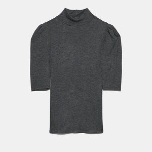 Balloon sleeve ribbed‎ shirt